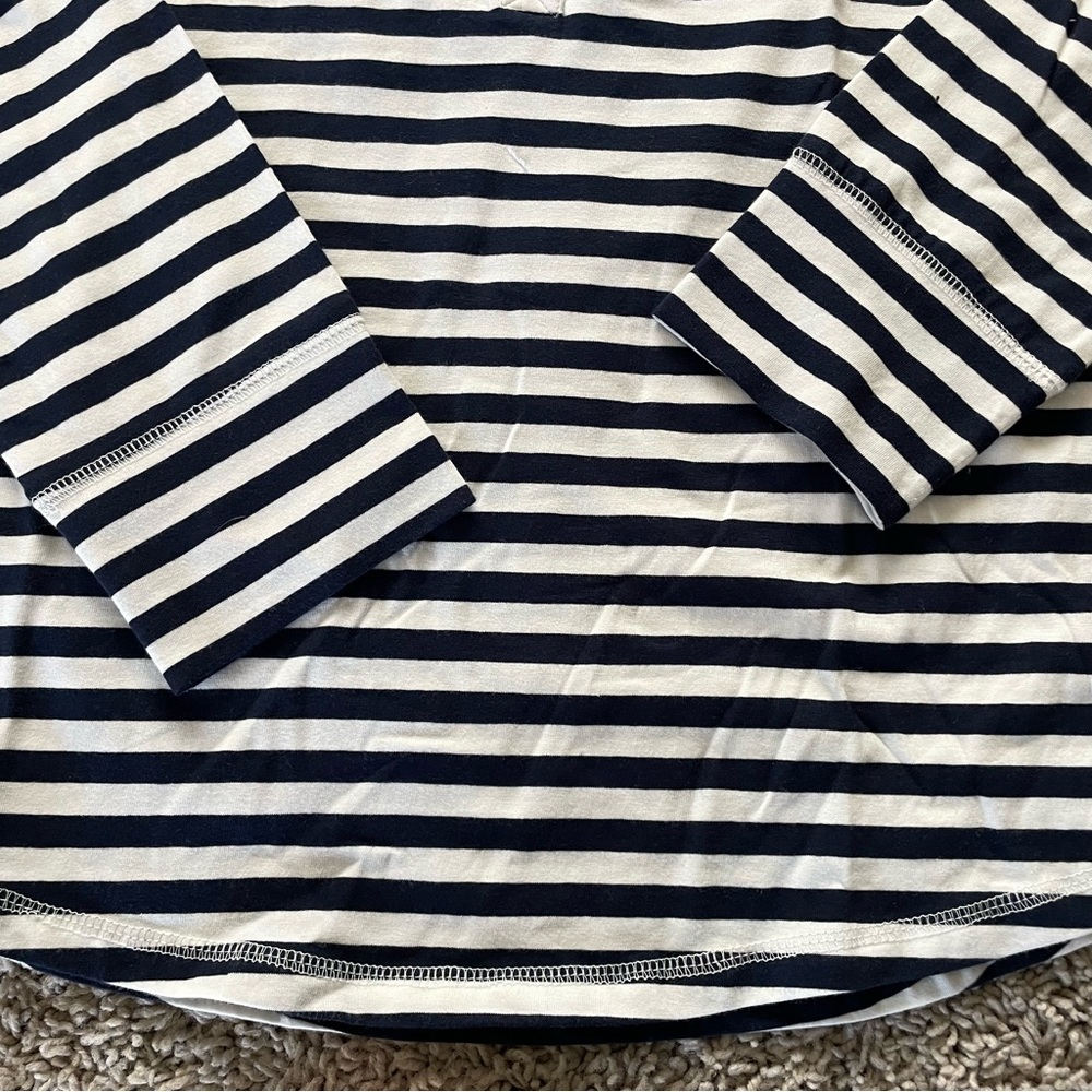 J Crew Sleep Shirt Navy White Stripe Size Medium - Picture 3 of 9
